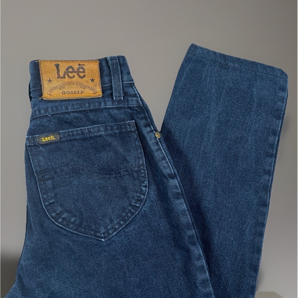 Vintage Lee Gossip Jeans Women 24x31 Barrel‎ Leg High Rise Blue Denim-EUC